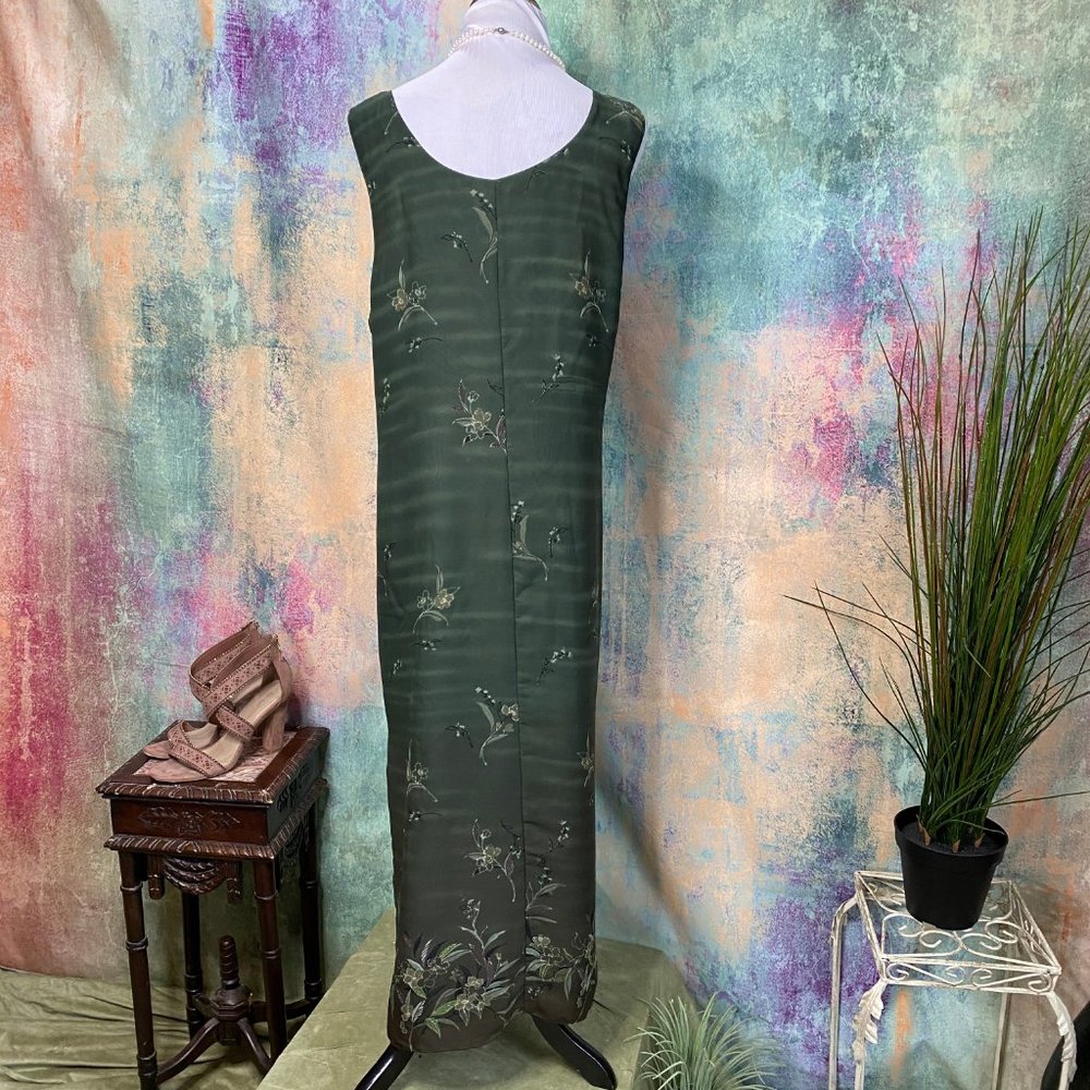 📌Unbranded Reversible Green Floral Paisley Maxi Sleeveless Boho Travel Dress - Picture 8 of 13